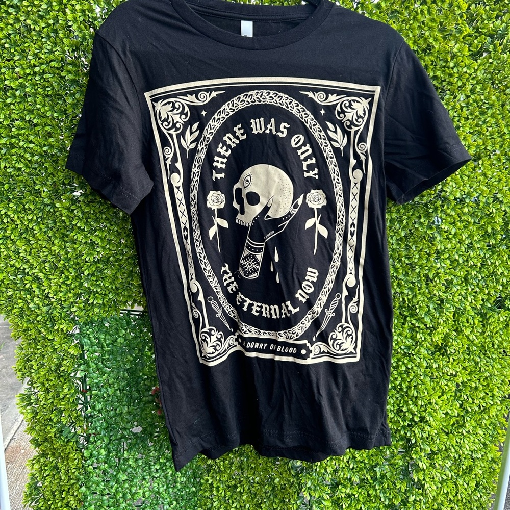 Black Graphic Tee with Skull Design